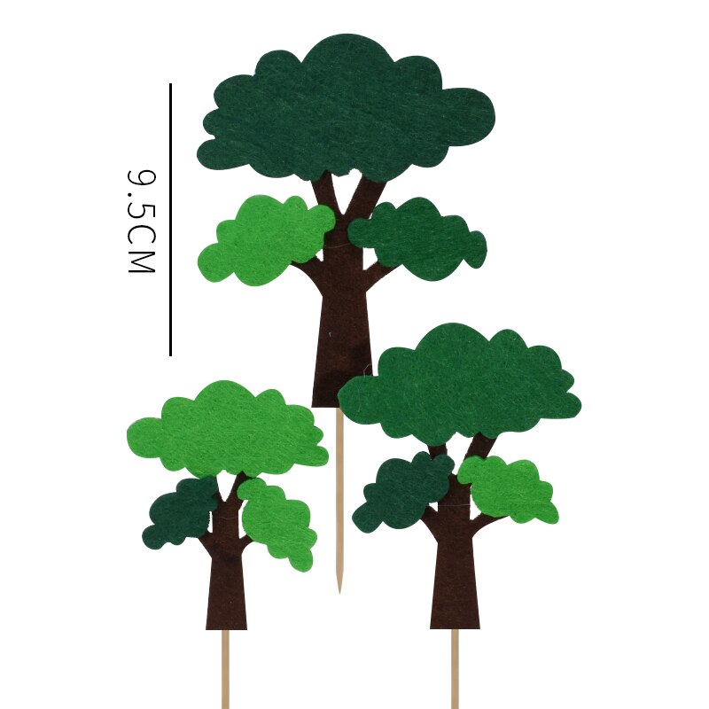 Zoo Cute Forest Animal Cake Toppers for Kid`s Birthday Decoration Monkey Giraffe Tiger Lion Cupcake Toppers Birthday Cakes: tree B