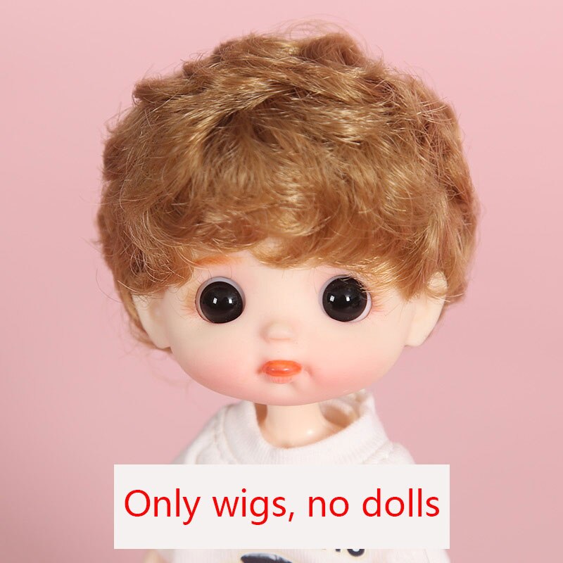 BJD doll wig 1/8 MSD YOSD DD wig pink Golden white Bangs Ponytail Long Curly Hair BOBO Short Hair Straight hair Wigs for doll: Wig only-12