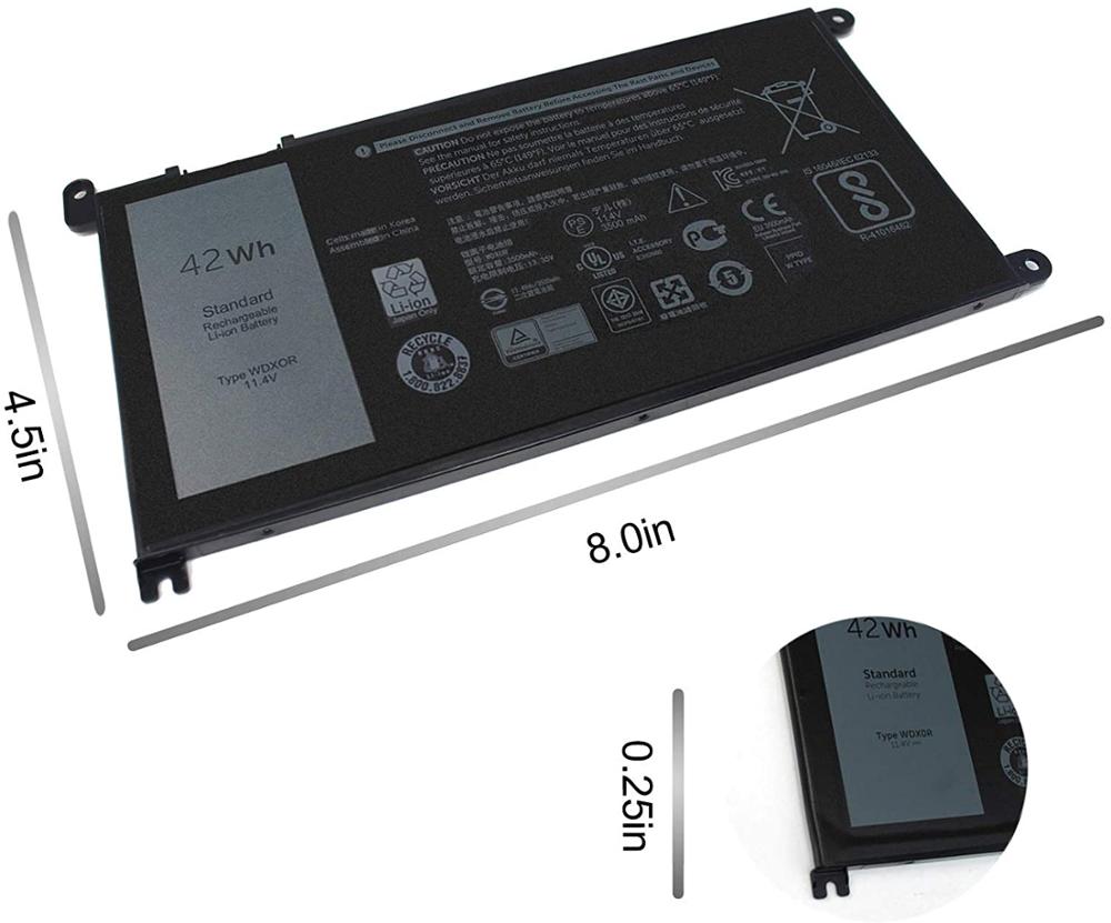 Wdxor 42Whr 4-Cell 11.4V Voor Dell 7378 17 5765 5767 5770 Serie P69G001 P58F P58F001 P75F P66F p69G 3CRH3