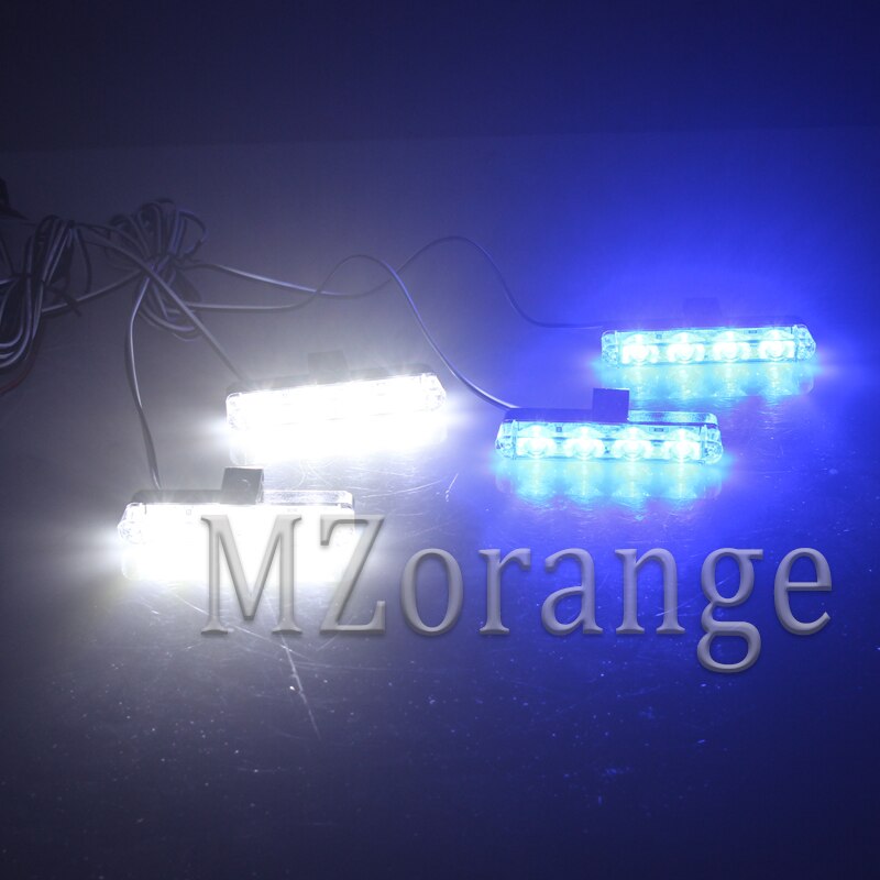 4x4 LED cc 12V luz estroboscópica de advertencia luz de policía intermitente luces de bomberos ambulancia blanco amarillo rojo azul CarTruck luz de día: Blue White