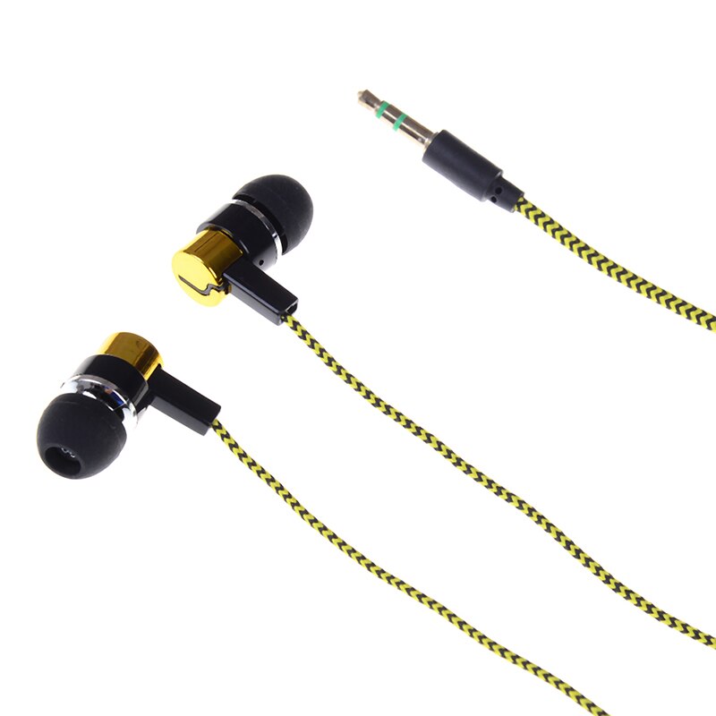 3.5mm In-Ear Oordopjes Bedrade Stereo Braid Cord Oortelefoon Headset Voor Telefoon: gold