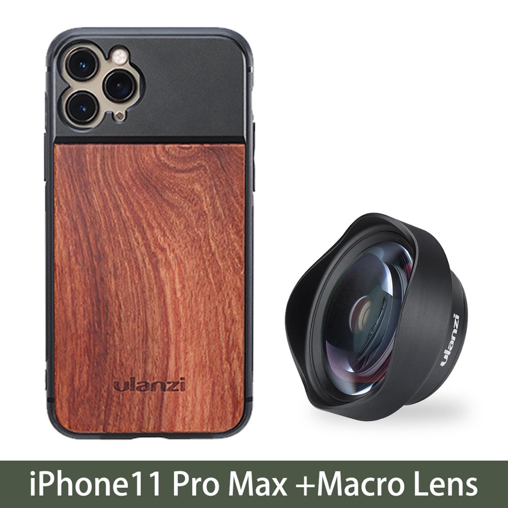 Ulanzi funda de teléfono de madera para iPhone 11, iPhone 11 pro, iPhone 11 pro Max con lente anamórfica lente Macro: 11 Pro  max W Macro