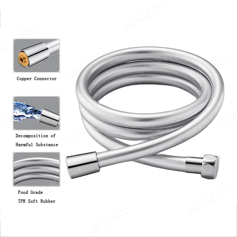 1/1.5/2m PVC Hoge Druk Zilver Gladde Doucheslang Voor Badkamer Handheld Hoofd Flexibele Sanitair anti Kronkelende GI/2 Universele