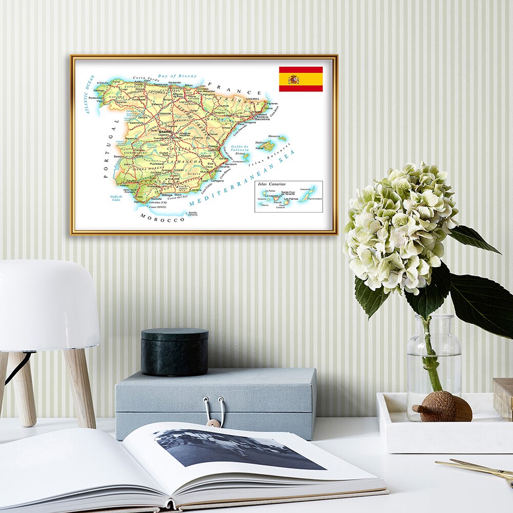 59*42cm The Spain Political Map In Spanish Wall Poster Canvas Painting Living Room Home Decoration School Supplies Travel