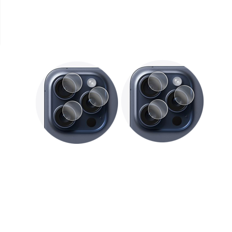 Protector de pantalla de vidrio templado para iPhone 15 Pro Max, película de lente, pegamento de cubierta completa, 2.5D: lago azul / paquete 3