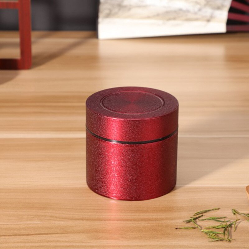 Stainless Steel Tea Caddy Large-capacity Sealed Leak-proof Tea Jar Round Tea Coffee Storage Jar: red