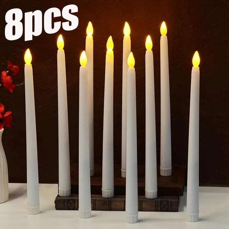 8 Stück lange LED-Kerzen, flammenlos, batterieb... – Grandado