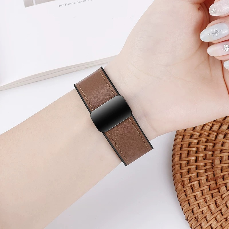 Leer + siliconen band voor Apple Watch Band Ultra 49 mm 44 mm 45 mm 41 mm 46 mm 40 mm 42 mm Magnetische armband iwatch Series 10 9 8 7