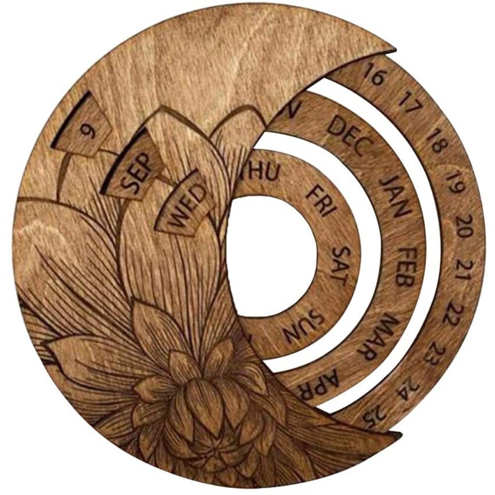 Wall Calendar Perpetual Calendar Everlasting Perpetual Wooden Hanging Calendar Adjustable Calendar For Crafts Decorative: 2