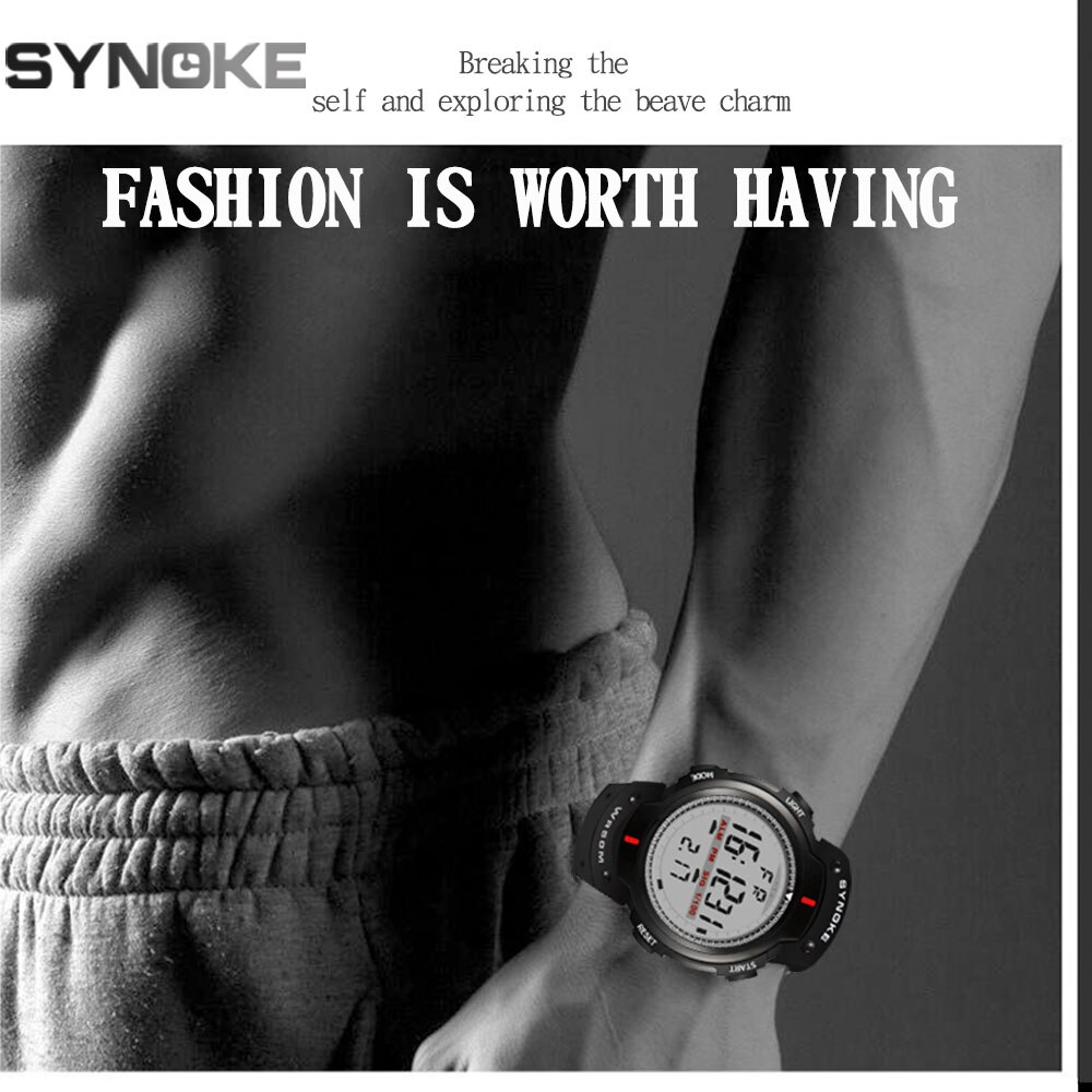 Synoke Sport Horloge Mannen 30M Waterdichte Led Digitale Elektronische Horloge Mannen Outdoor Heren Sport Pols Stopwatch Sport Horloges