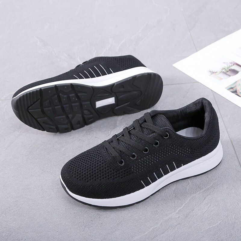 Tenis feminino kvinner tennissko utendørs lett sport treningssko tenis blancos joggesko tenis plataforma student flate sko 1: Svart 1 / 9
