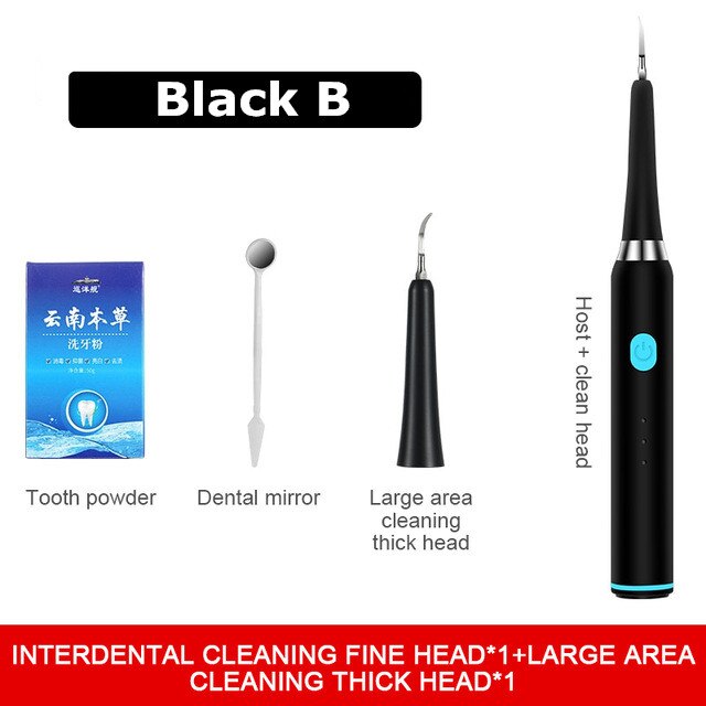 Multifunctional Electric Toothbrush Tooth Scrubber Remove Calculus Tooth Care Tool Ultrasonic Electric Dental Scaler: Black B