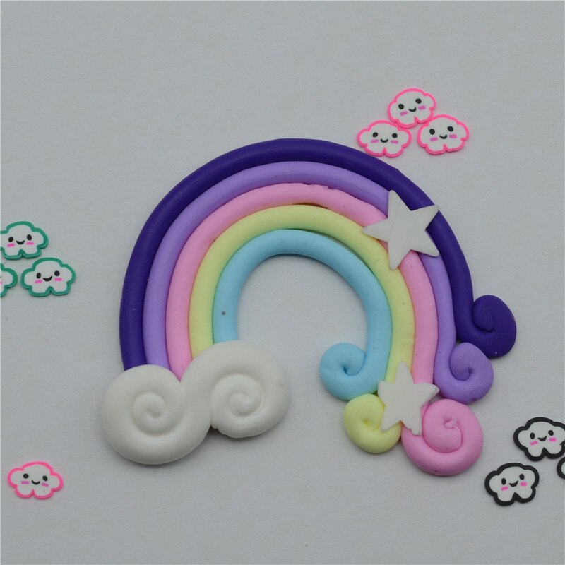 5 stk skjønnhet kawaii himmel spiral regnbue kjærlighet på pinne godteri polymer leire cabochons flatback til gjør-det-selv-telefondekorasjon: Regnbue 5