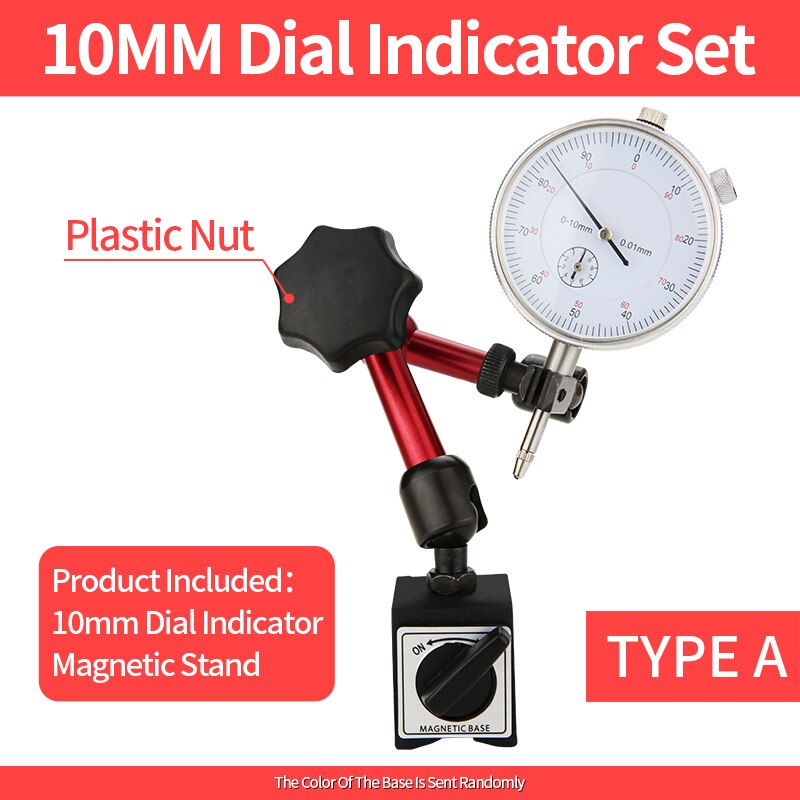 Meten Probes Lever Dial Indicator Elektrische Magnetische Houder Stand Dial Gauge Afstand Micrometer Meetinstrumenten Boring Gauge: 10mm and Stand A