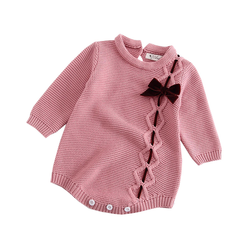 Meisje Baby Baby Truien Lange Mouw Herfst Kinderen Meisjes Leuke Doop Mooie Kintting 0-24M Meisjes bodysuit Truien