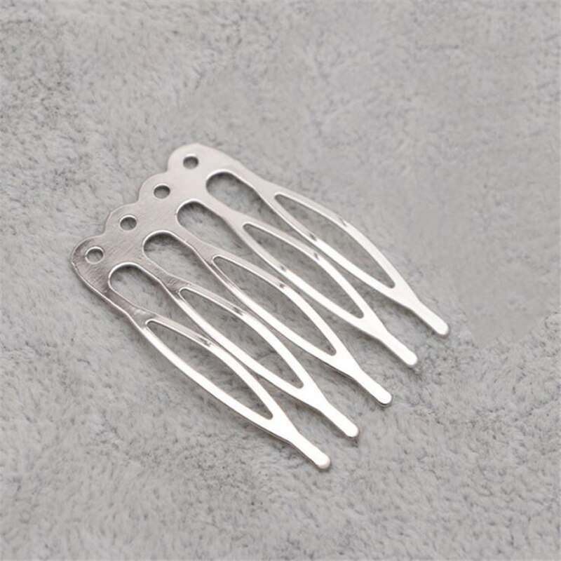 10 sztuk metalowe złote zęby spinki do włosów grzebienie puste szpilki spinki do włosów z otworami dla DIY do włosów łuki komponenty do wyrobu biżuterii akcesoria: Rhodium Hole 5