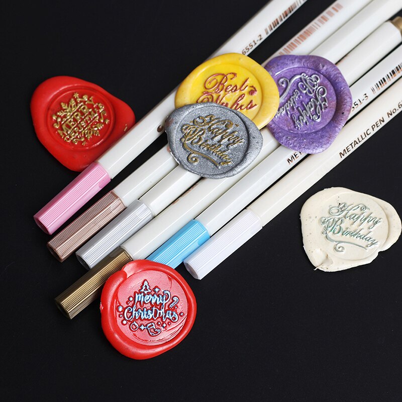 10 pièces/ensemble cire sceau stylo marqueur métallique peinture stylos pour bricolage artisanat Photo Album Art Rock peinture carte faisant du verre bois