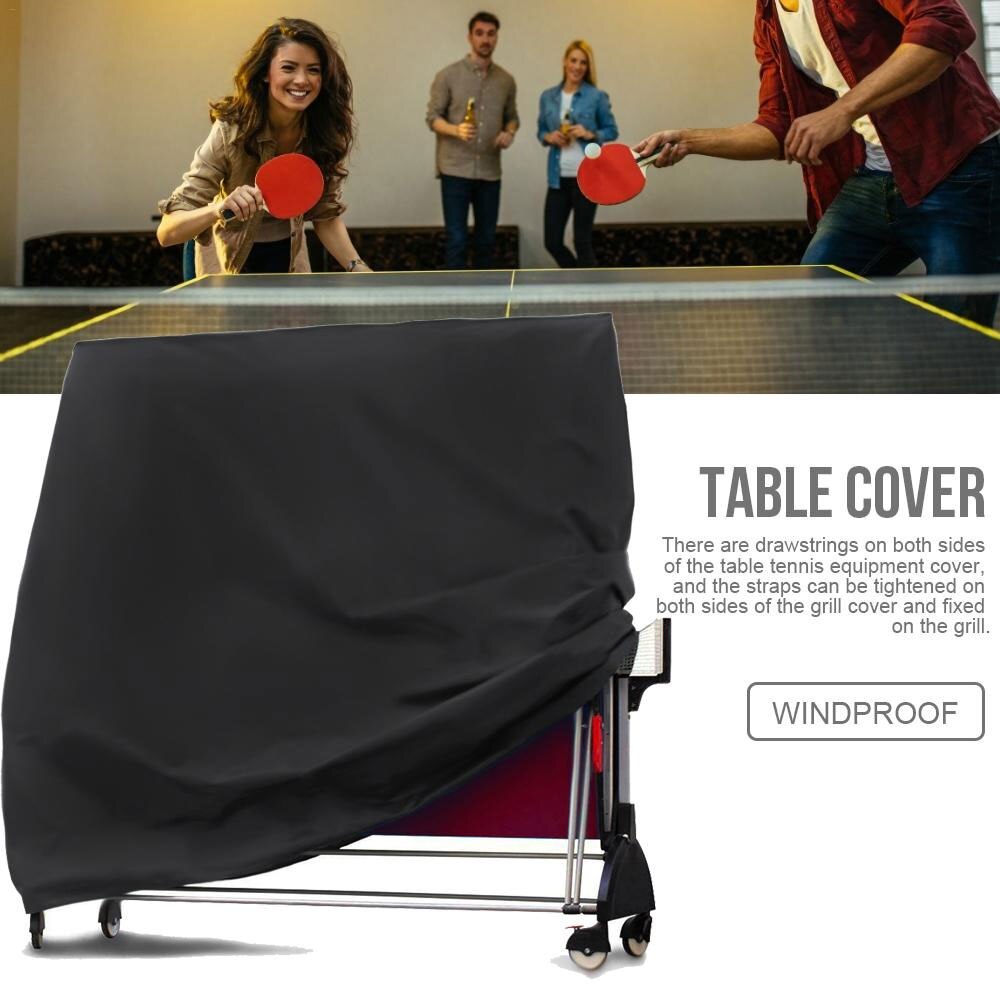 1Set Ping Pong Table Cover, 210D Adjustable Waterproof Table Tennis Cover Outdoor Table Cover Black with Drawstring