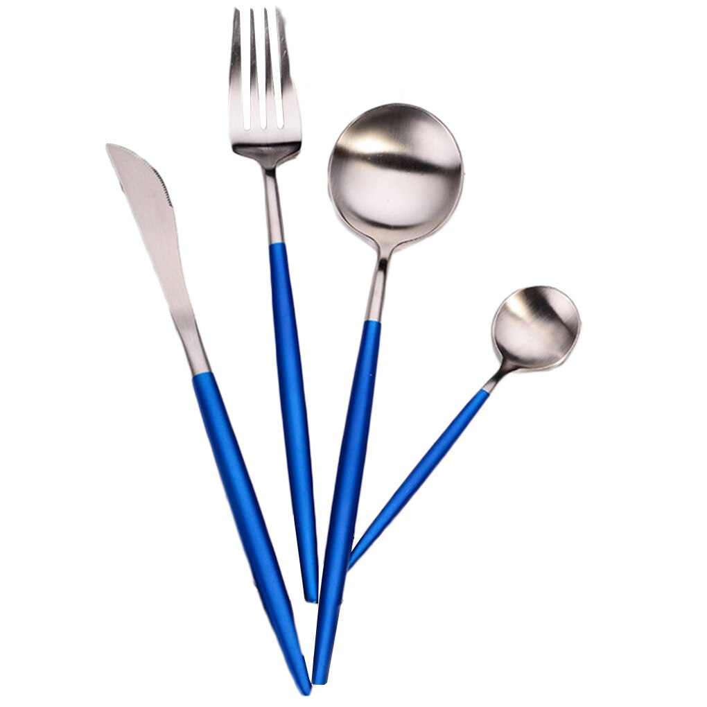 4 Pcs Plated Portugal Lepel Vork Theelepel Sets 304 Roestvrij Staal Western-Stijl Voedsel Servies Bestek: 7