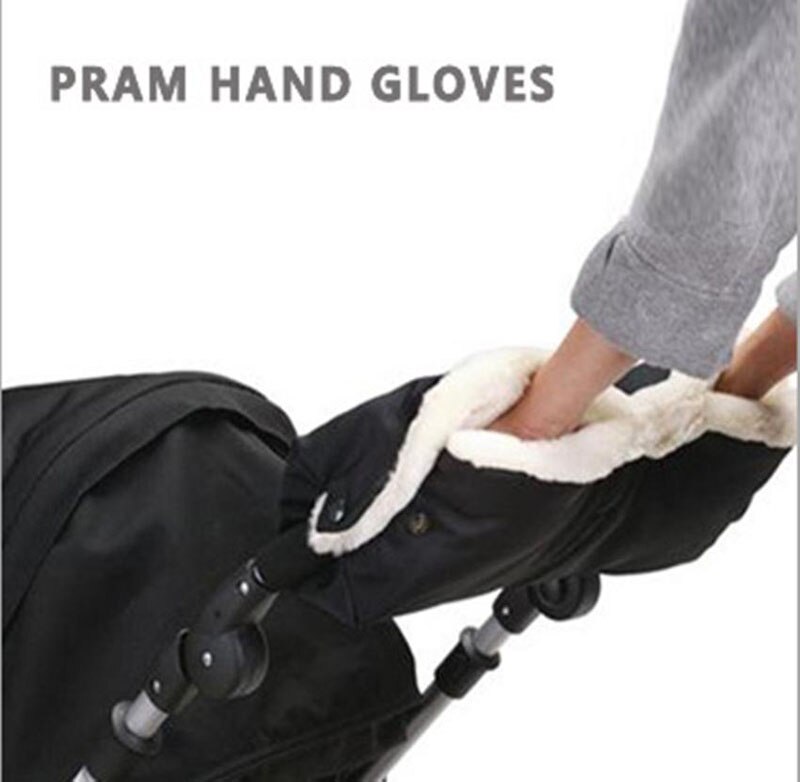 Barnevogn klapvogn varmere handsker klapvogn hånd vintermuffe frostbeskyttende handsker: Sort