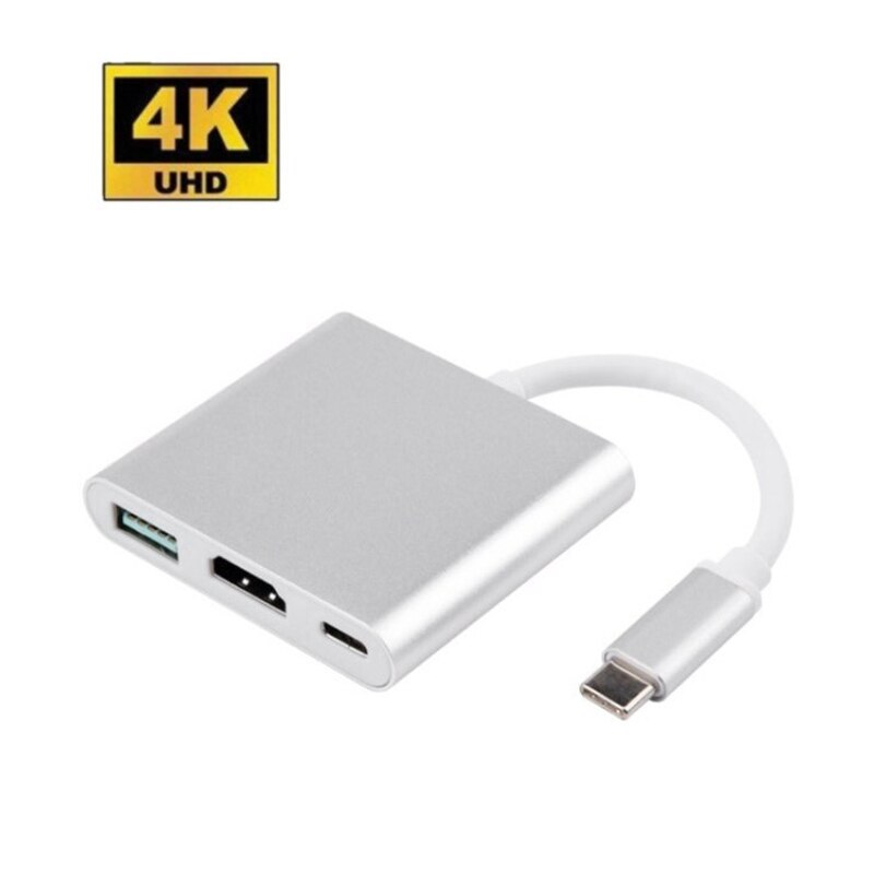 Adaptateur convertisseur USB 3.1 type-c vers HDMI/USB 3.0/USB-C en aluminium Compatible pour adaptateur Macbook NC99