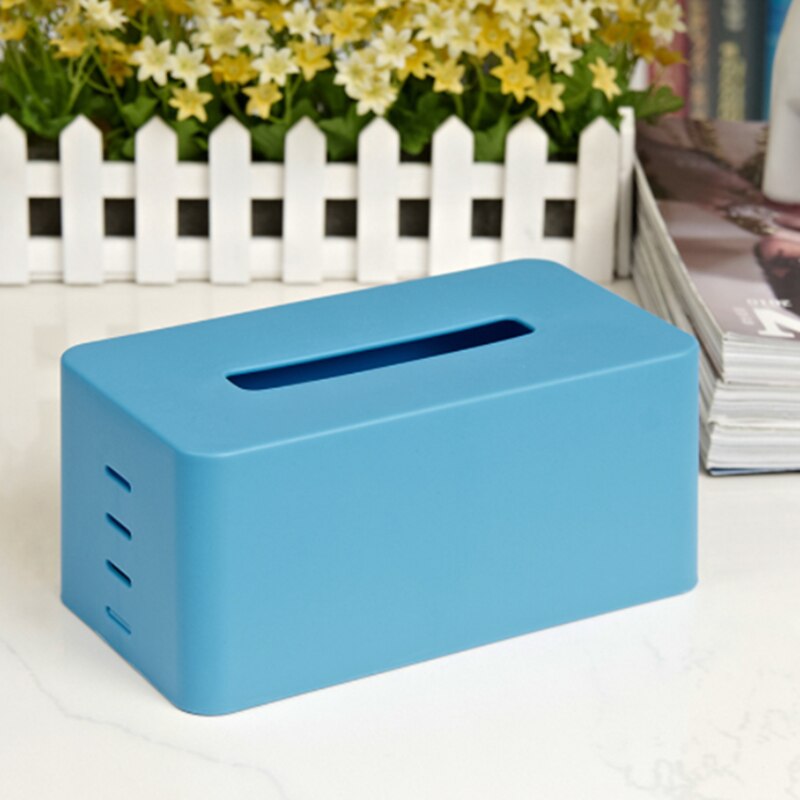 Colorful Plastic Tissue Box Modern Paper with Oak Home Car Napkins Holder Case Home Organizer Decoration Tool Paper Storage Tray: blue
