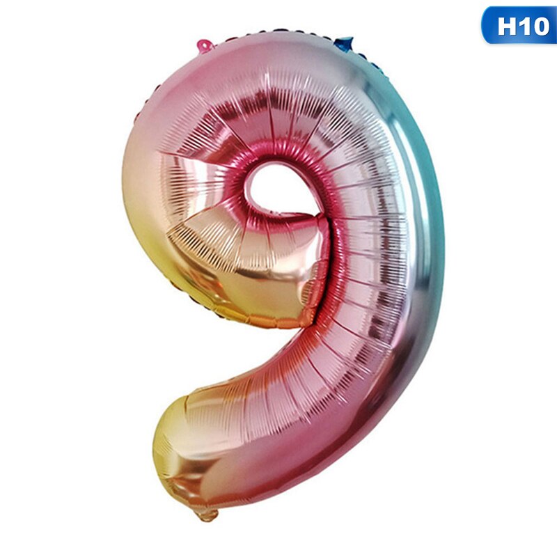 1 pc gradient farve digital ballon fødselsdag år fest bryllup dekoration oppustelig helium nummer ballon