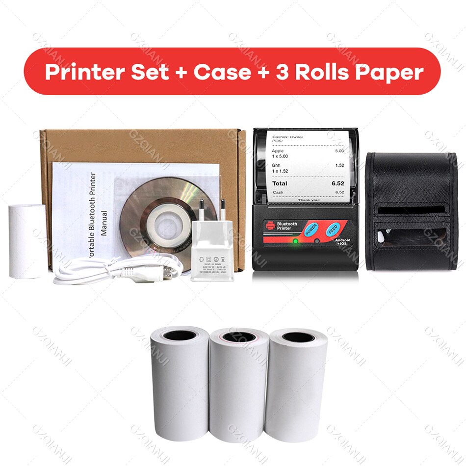 Mini Empfang 58mm Bluetooth Drucker Thermische Rechnung Taxi Drucker Für Loyverse POS SII e-Boleta USB kabellos Empfang maschine Drucker: 1Drucker1Fall3Rollen / UK Stecker
