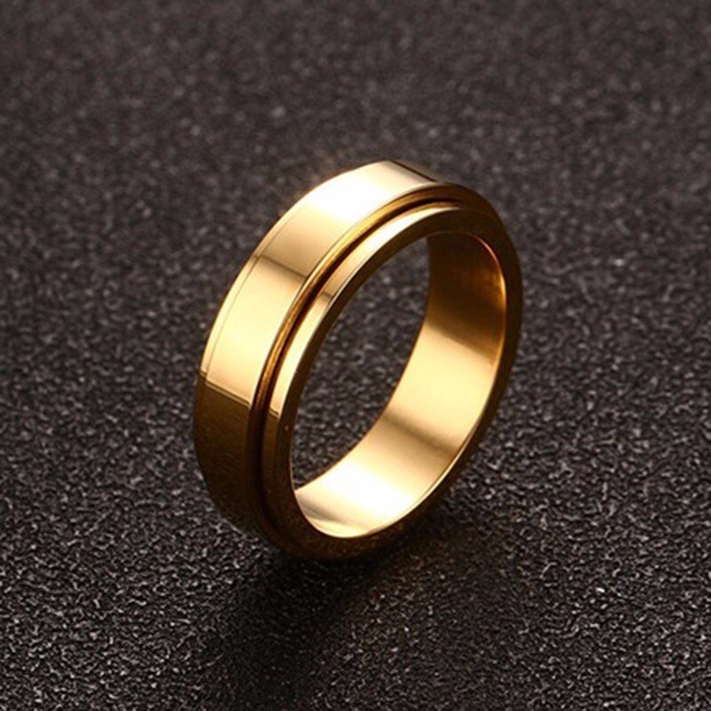 Vnox- Bague Spinner 6/8mm pour Homme, Accessoire Anti-Stress, Alliance Classique en Acier Inoxydable, Bijoux de Sport Rune Viking Décontractés