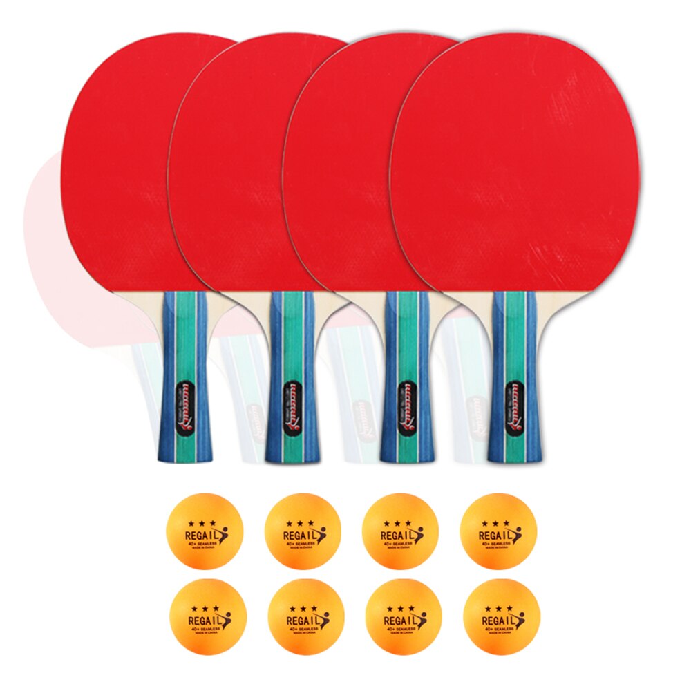 Regail Table Tennis Racket Set Sporting Supplies Portable Table Tennis Racket Set Four Table Tennis Rackets With Bag 8 Balls