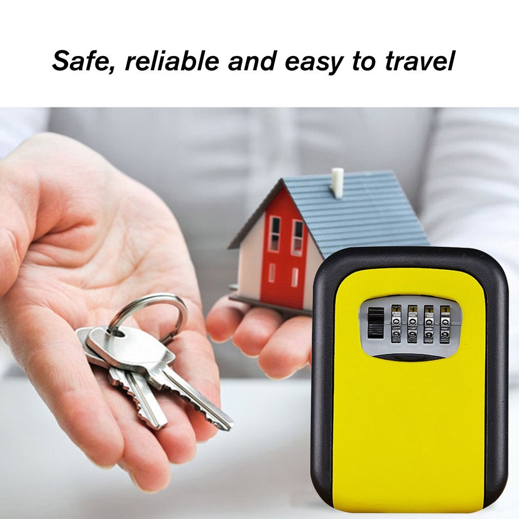 Alloy Code Lock Key Box Keysafe Password Security Code Lock Travel Security Padlock Key Storage Password Boxes: yellow