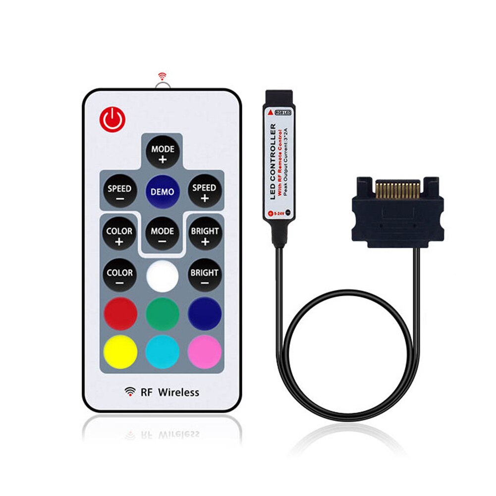 Tira de luces LED con controlador sinfónico, lámpara de cinta remota RF, Kit completo para PC, ordenador, Torre media, bricolaje Aura Sync, alimentada por M/B SATA: Default Title