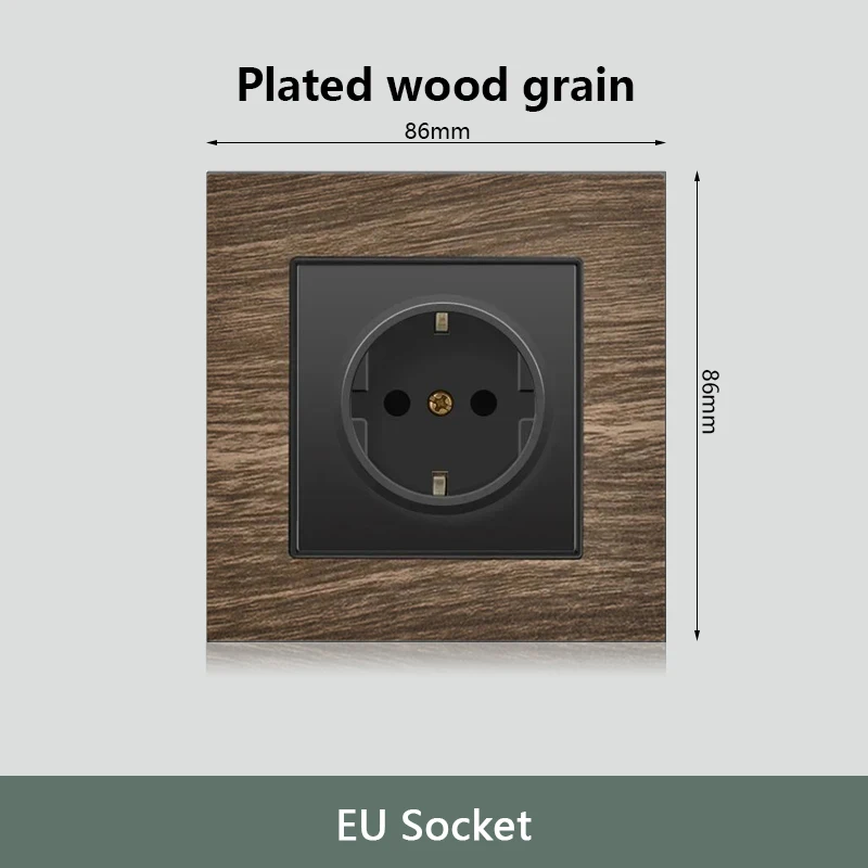 Interrupteur d'éclairage mural rétro grain de bois, prise de courant murale rapide de Type C 18W 220V, prise électrique européenne EU FR avec chargeur USB
