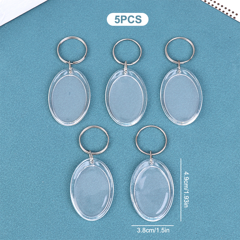 5pcs Blank Photo Frame Keychain Clear Acrylic Keyring Insert Photo Split Key Pendant DIY Key Holder Couple Anniversary