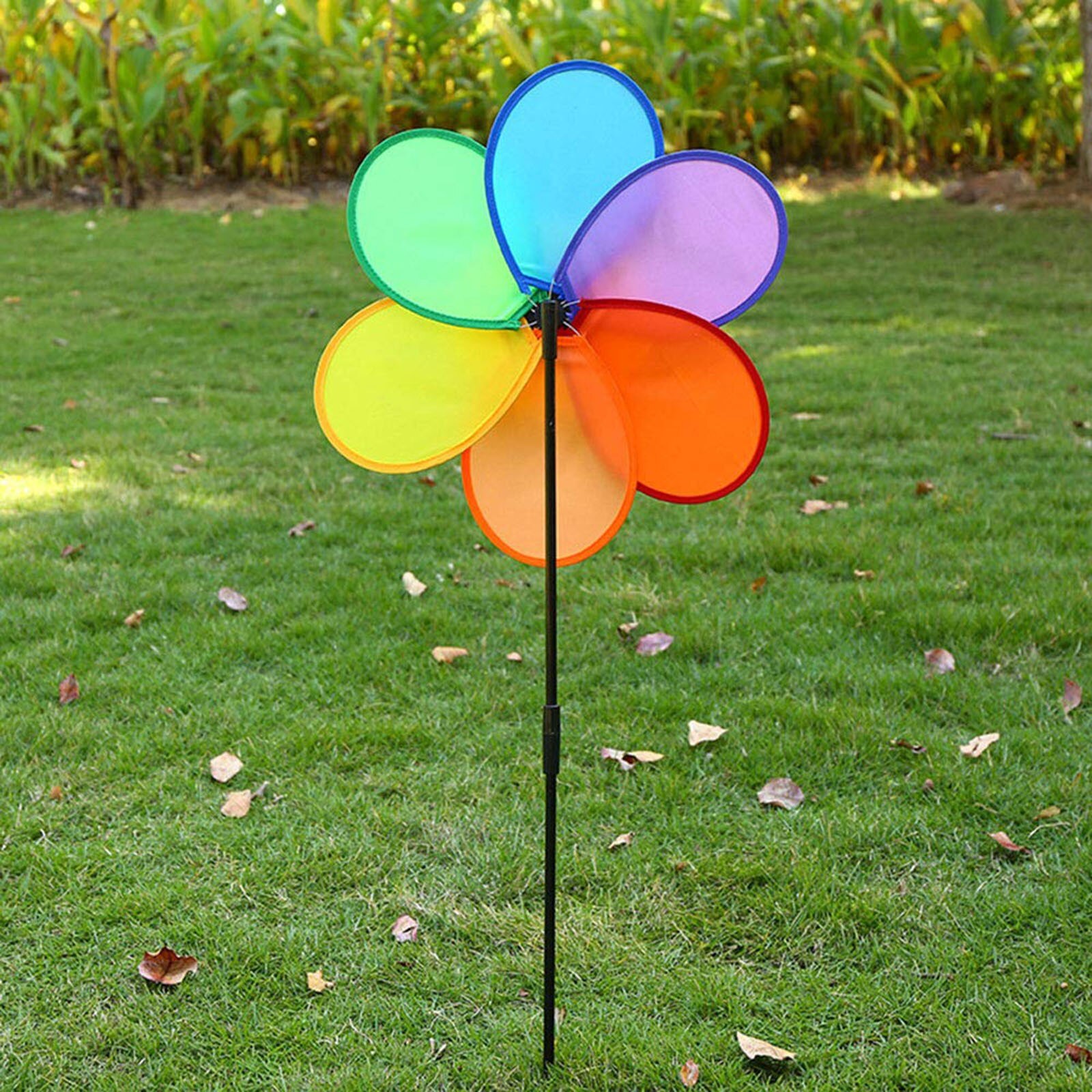 Kleurrijke Regenboog Bloem Windmolen Spinner Wind Huis Tuin Yard Patio Outdoor Decoratie Kids Speelgoed Lichtgewicht Eenvoudig Verwijderen