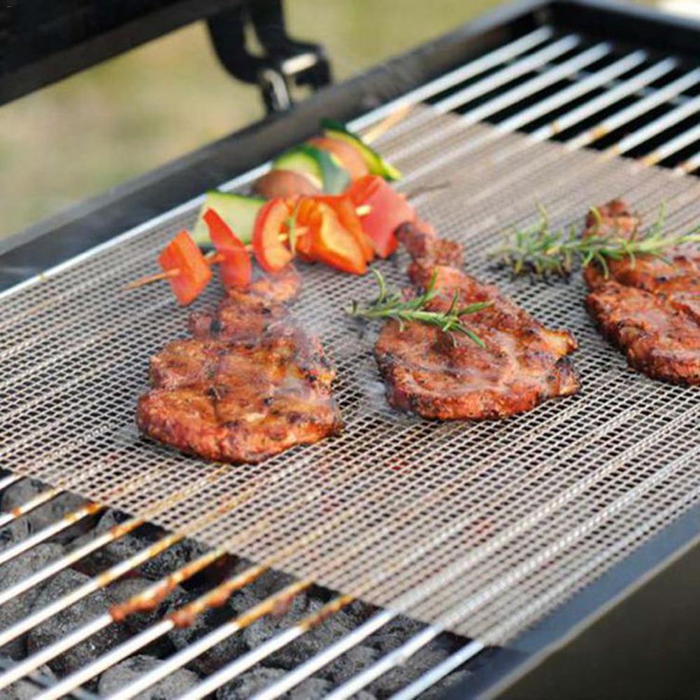 Tarttumaton grilli matot lämmönkestävyys ristikon muoto bbq matto grillivuori uudelleen käytettävä ulkogrilli keittiön verkko