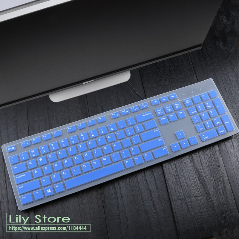 Tastatur Abdeckung haut Schutz für Dell KM636 Drahtlose Tastatur & Dell KB216 Verdrahtete Tastatur Wasserdichte Protector Haut: blue