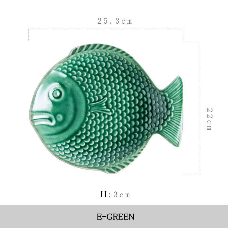 Série de peixes gelo crepitação esmalte placa cerâmica pratos de peixe comida rápida bandeja de frutas cesta de comida utensílios de mesa da família presente de natal 1pcs: A