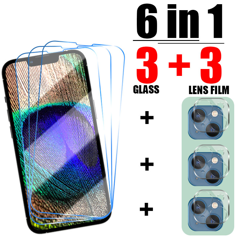 Tempered Glass For iPhone 13 12 11 3 Glass 3 Lens Film For iPhone X XS XR XS Max Protective Glass For iPhone 13 12 11 Pro