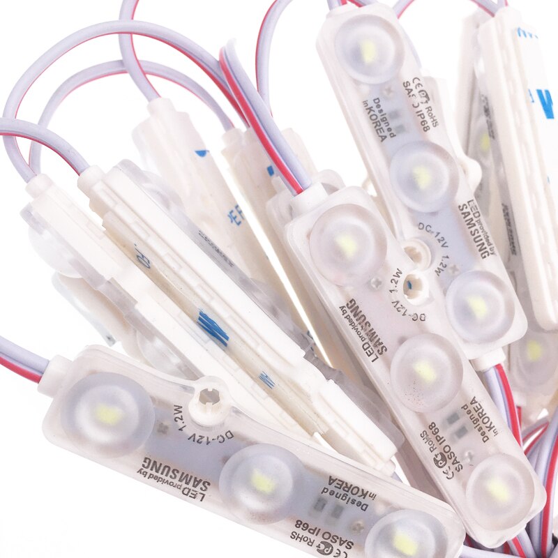 100Pcs SMD5730 3 Led Injectie Led Module 12V Met Lens Waterdichte IP68 1.2W Wit Led Teken Winkel banner Doosletters