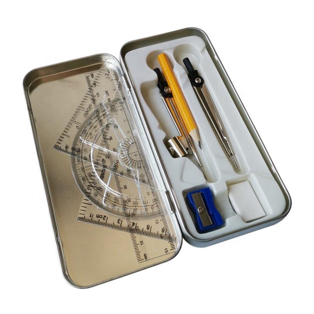 School Student Stationery Kit Mathematical Geometry Set with Ruler Compass