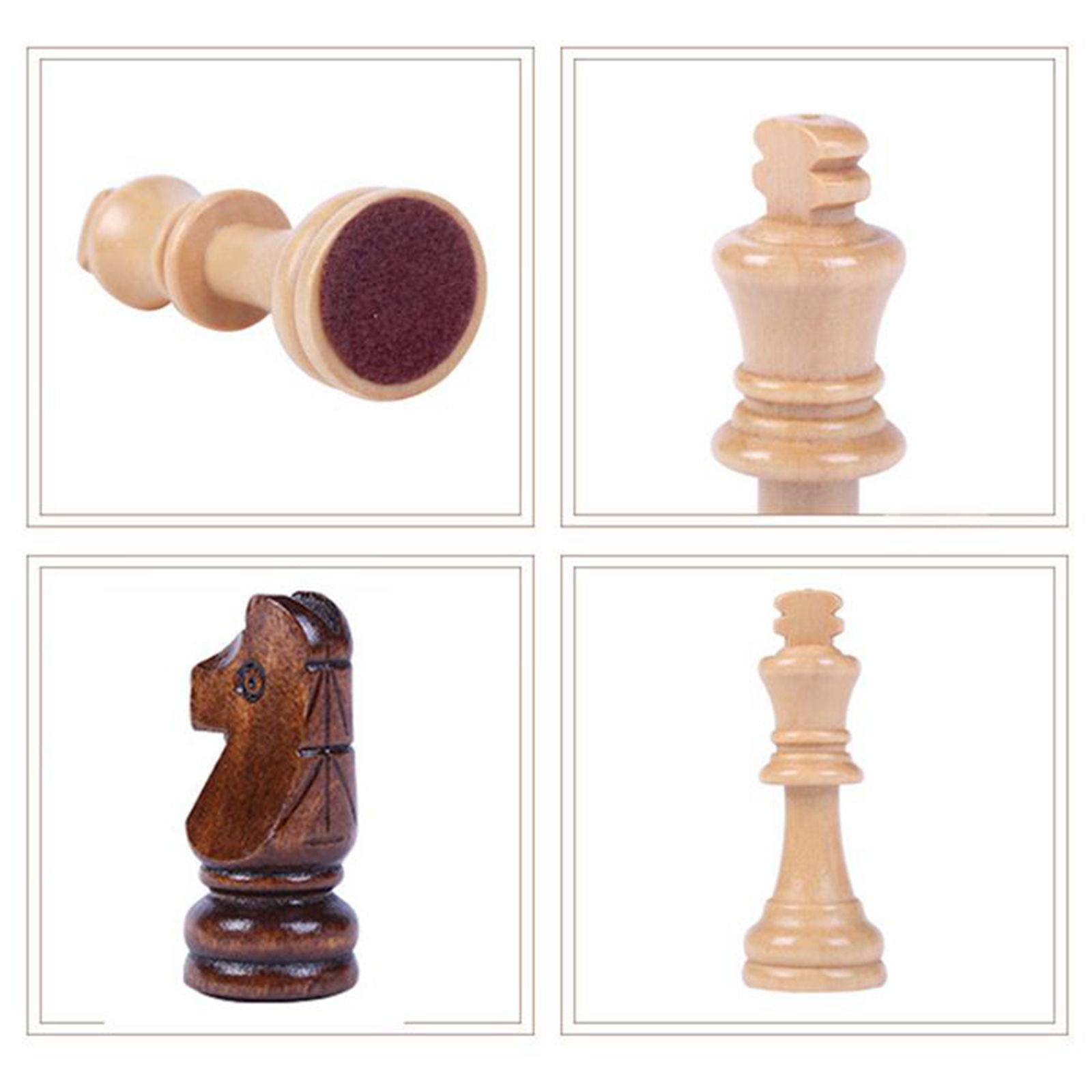 Competitive Tournament 18" XL Large Handcrafted Wooden Carved Chess Set Board and 32+2 Pieces Chessmen Folding Ches