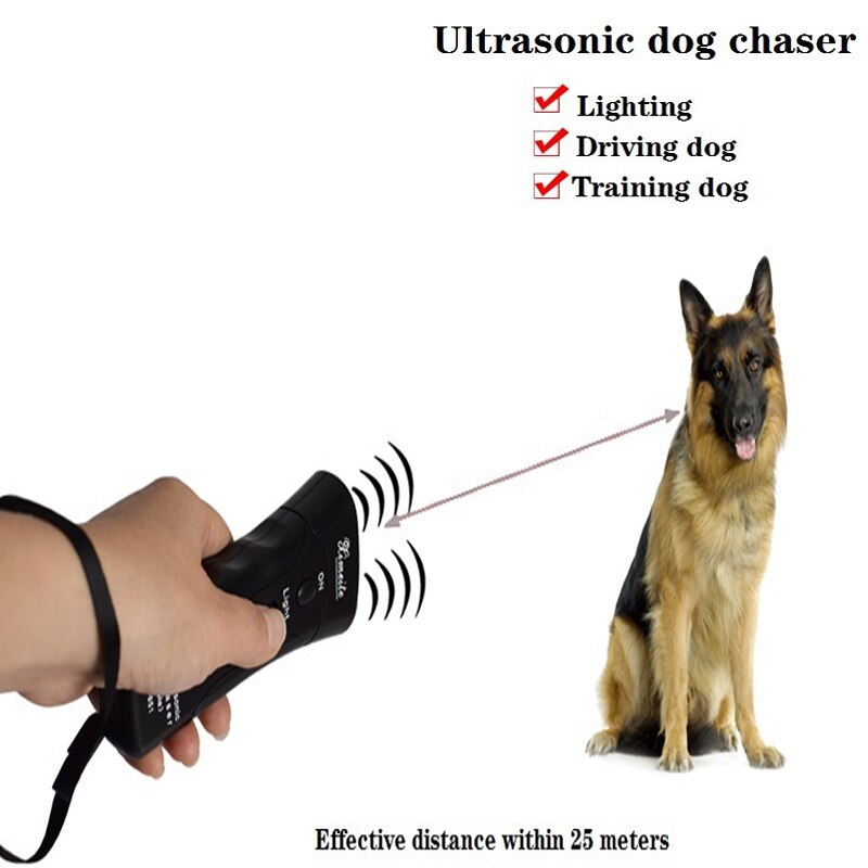 1Pc 13.5*5.7*3cm Stop Aggressive Animal Attacks Repeller Ultrasonic Dog Chaser Dog Training Device Flashlight Defense Supplies