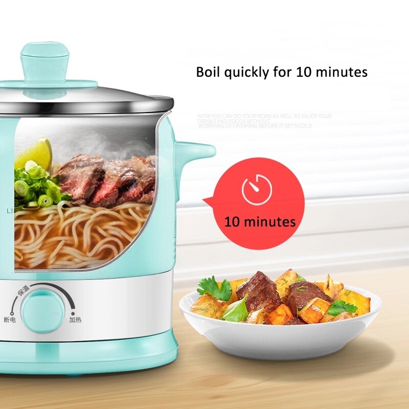 Mini Multifunction Electric Cooking Pot Machine Stainless Steel Liner Food Cooker Non-stick Coating For Dormitory 220V