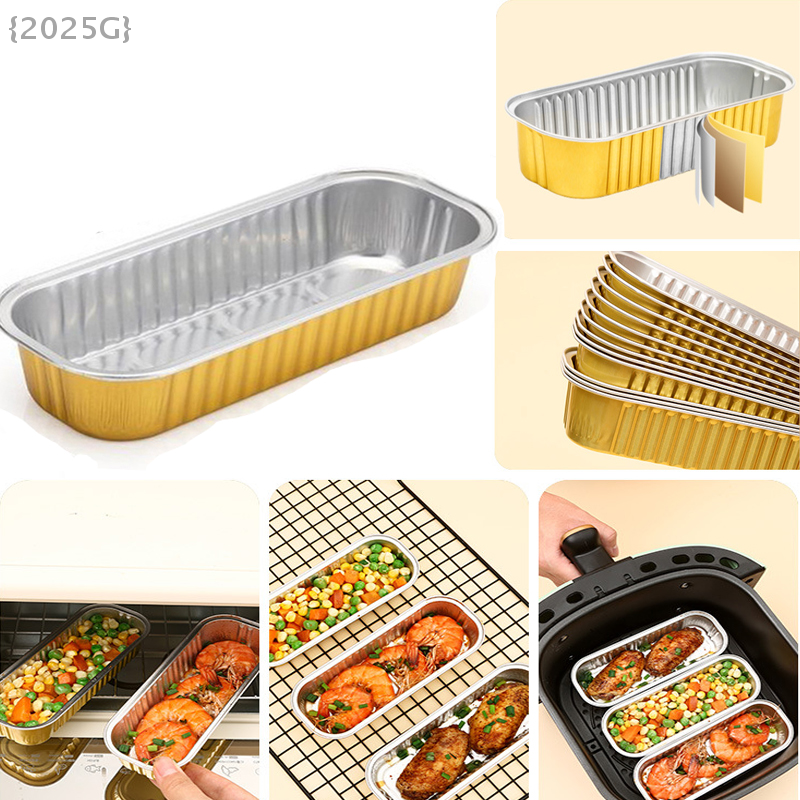 5-teilige Einweg-Pfannen aus Aluminiumfolie, BBQ-Grilltabletts für Luft Friteuse Ofen, antihaftbeschichtete Backdosen, Backzubehör für sterben Küche