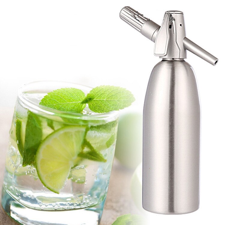 1L Portable Soda Maker Carbonated Bubble Water Machine DIY Cocktail Soda Siphon Bar Tools: all silver
