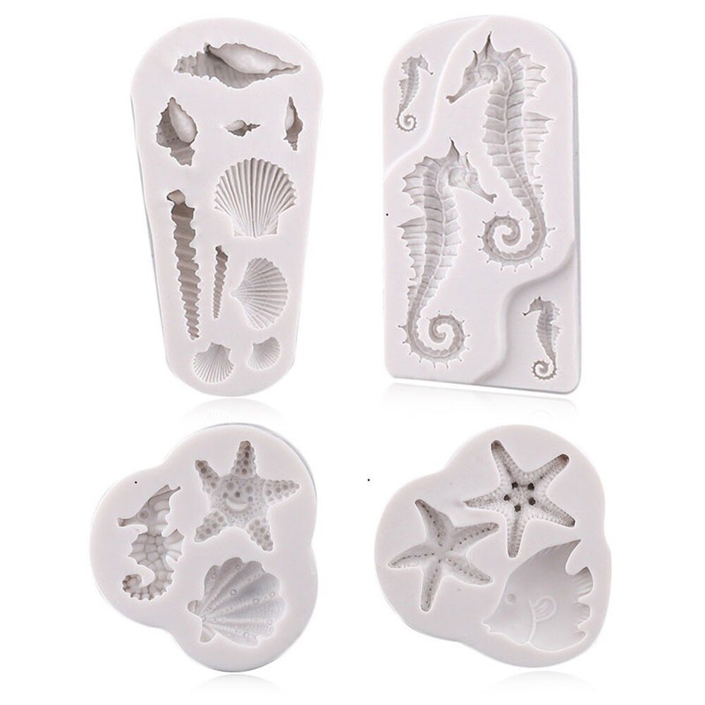 Stampo in silicone oceano creativo cavalluccio marino conchiglia forma cioccolato fondente stampo da forno accessori per la decorazione di torte