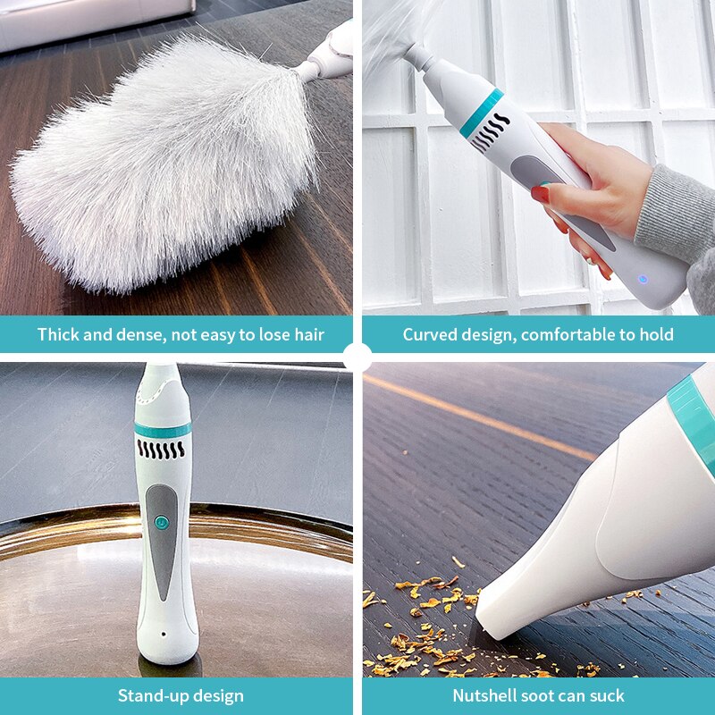 Electric Spin Duster Portable Adjustable Dust Cleaner Rechargeable Household Feather Duster Cleaning Brush Home Cleaning Tools