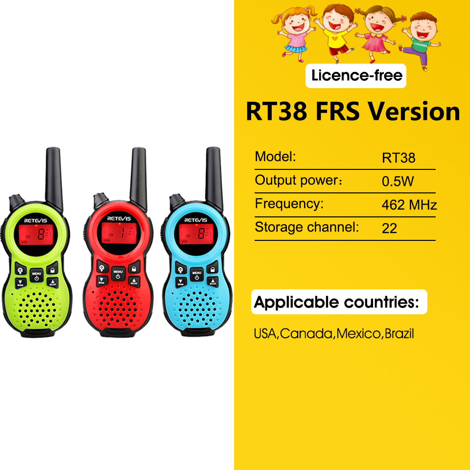 Retevis RT638 Walkie Talkie freundlicher 2 stücke PMR USB Ladung Taschenlampe freundlicher Spielzeug Radio Geburtstag Weihnachten für Jungen mädchen: 3Stck uns FRS