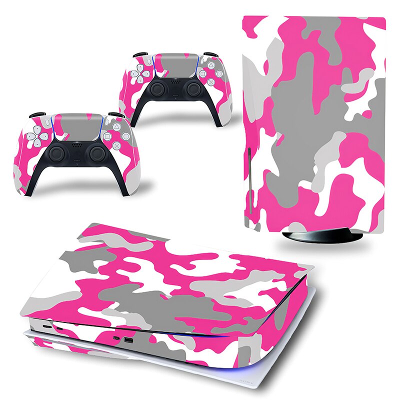 Practical Skin Sticker For PS5 With Ultra HD Blu-Ray Disc Drive Console And 2 Controllers With Beautiful Pattern